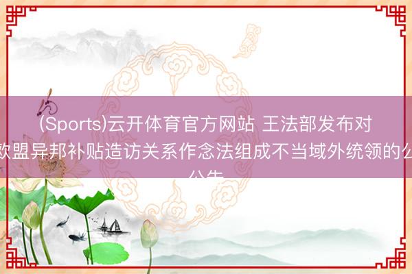 (Sports)云开体育官方网站 王法部发布对于欧盟异邦补贴造访关系作念法组成不当域外统领的公告