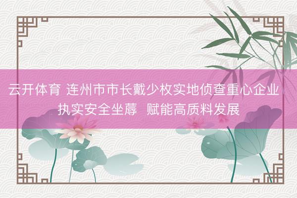 云开体育 连州市市长戴少枚实地侦查重心企业  执实安全坐蓐  赋能高质料发展