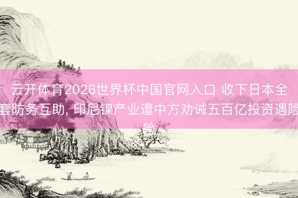 云开体育2026世界杯中国官网入口 收下日本全套防务互助， 印尼镍产业遭中方劝诫五百亿投资遇险